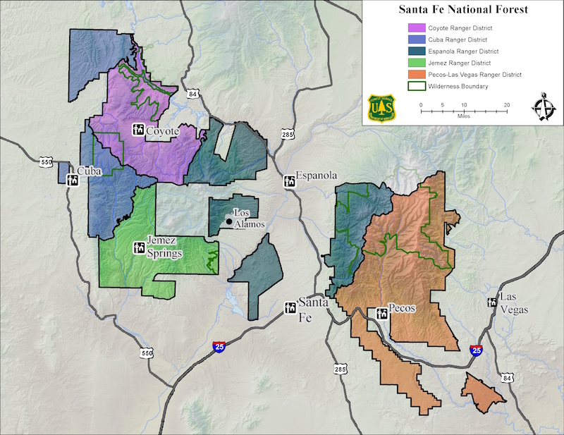 map of the Santa Fe National Forest
