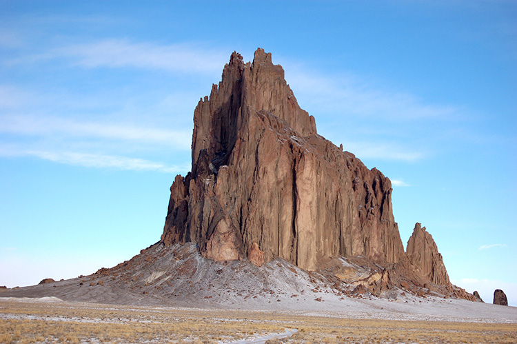 Photo of Shiprock by Bowie Snodgrass for article by the Rio Grande Sierra Club on the health impacts of oil and gas in the four corners